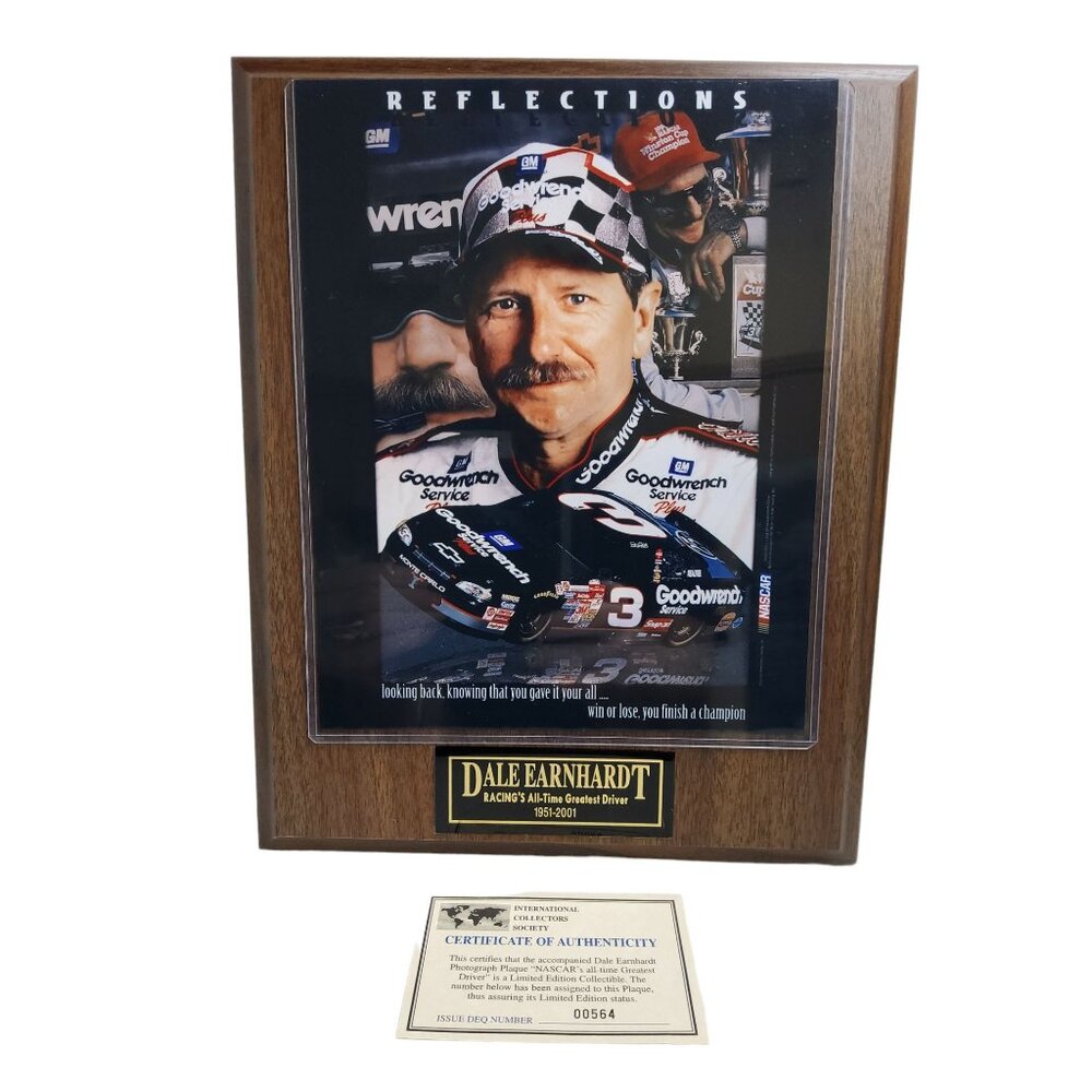 Vintage Dale Earnhardt NASCAR 's All Time Greatest Driver Wood Plaque, numbered,